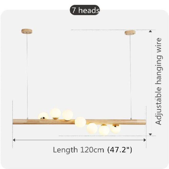 MIRODEMI® Acquanegra sul Chiese | Nordic Wood color Glass ball LED Chandelier For Kitchen Island Sizes