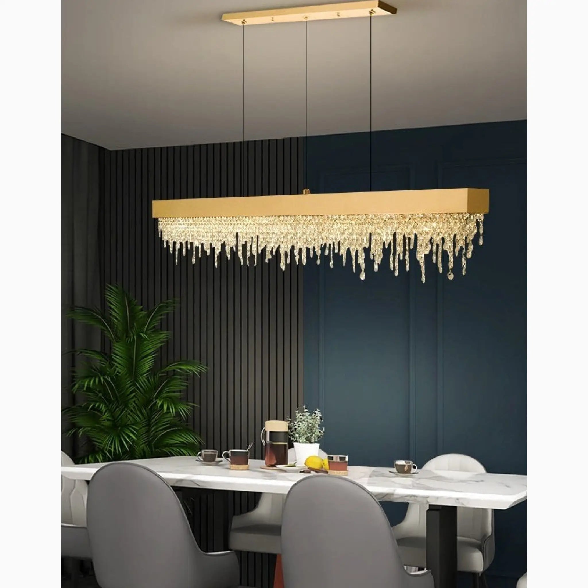 Acquapendente Gold/Chrome/Black Modern Rectangle Chandelier for