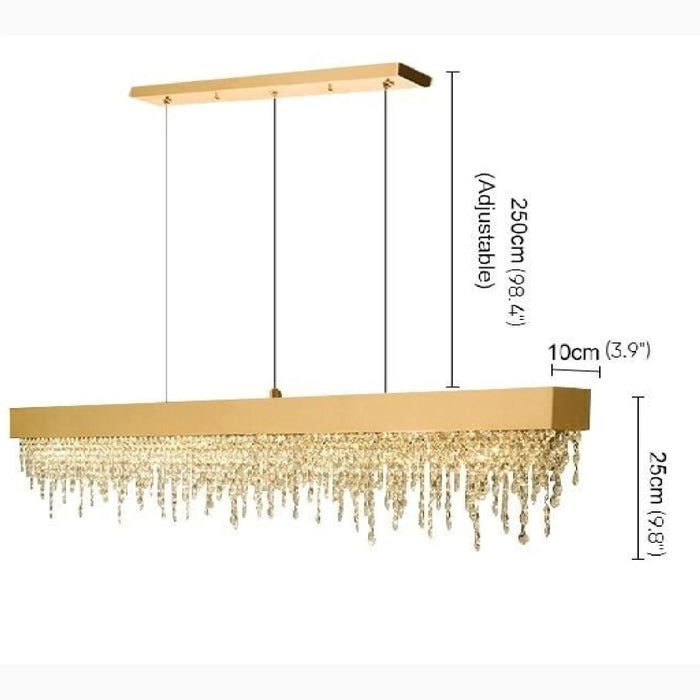 MIRODEMI® Acquapendente | Gold/Chrome/Black Modern Rectangle Chandelier for Dining Room Sizes | S2024S