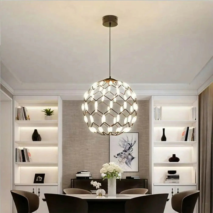 MIRODEMI® Acquaro | Stylish Black/White Pendant Ball-Shaped Chandelier for Dining Room