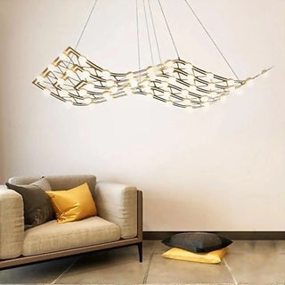 MIRODEMI® Acquasanta Terme | Chic Gold Wave-Shaped Pendant Chandelier