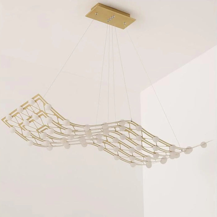 MIRODEMI® Acquasanta Terme | Chic Gold Wave-Shaped Pendant Lamp