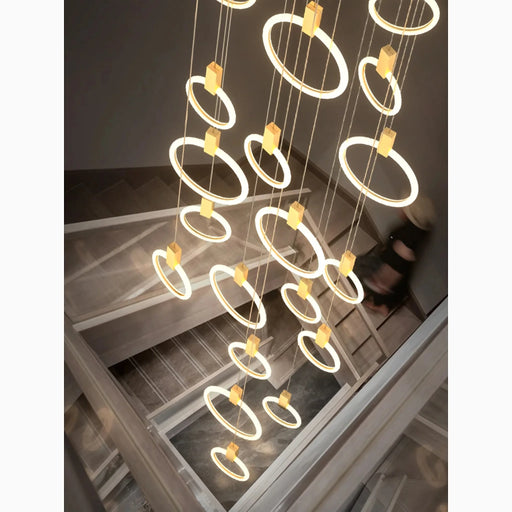 MIRODEMI® Acquasparta | Luxury Modern Pendant Gold Rings Staircase Chandelier