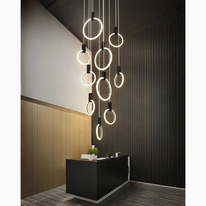 MIRODEMI® Acquasparta | Luxury Modern Pendant Gold Rings Staircase Lighting