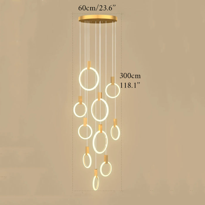 MIRODEMI® Acquasparta | Luxury Modern Pendant Gold Rings Designer Pendant Lighting Fixture for Staircase