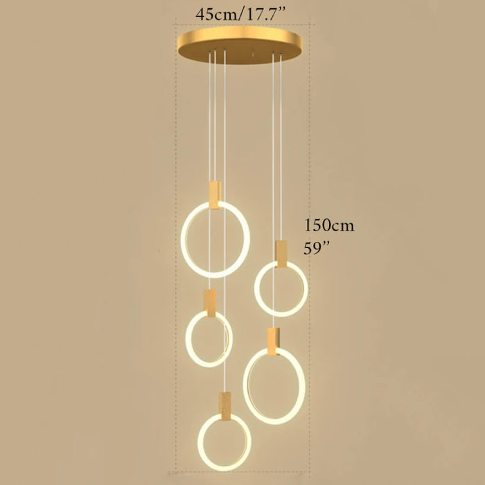 MIRODEMI® Acquasparta | Luxury Modern Pendant Gold Rings Designer Pendant Lighting Fixture for Staircase