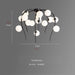 MIRODEMI® Acri | Jellyfish-Shaped black Chandelier with Glass Ball Lights