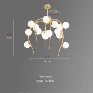 MIRODEMI® Acri | Jellyfish-Shaped golden Chandelier with Glass Ball Lights