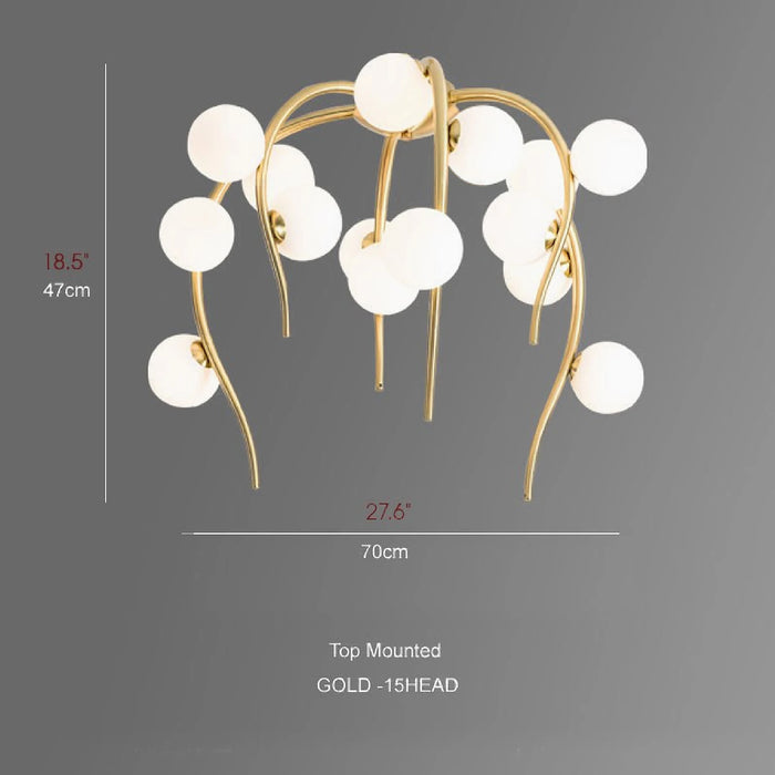 MIRODEMI® Acri | Jellyfish-Shaped gold Chandelier with Glass Ball Lights