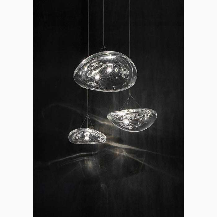 MIRODEMI® Adelboden | Silver Glass Chandelier For Dining Room