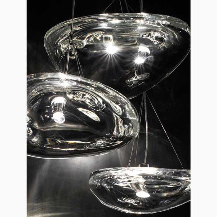 MIRODEMI® Adelboden | Silver Glass Design Chandelier For Dining Room