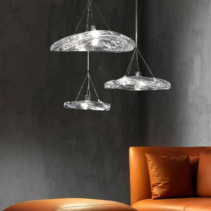 MIRODEMI® Adelboden | Silver Glass Chandelier For Dining Room