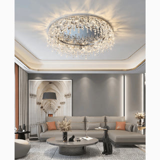 MIRODEMI® Adro | Round modern chrome gold crystal ceiling chandelier