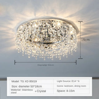 MIRODEMI® Adro | Round modern chrome gold crystal ceiling light