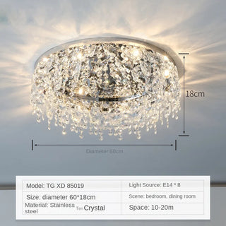 MIRODEMI® Adro | Round modern chrome gold crystal ceiling light