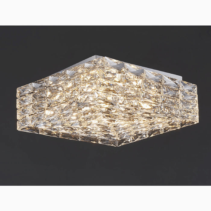 MIRODEMI® Affile | Chrome square crystal ceiling chandelier on