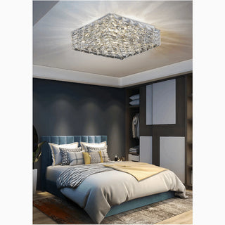 MIRODEMI® Affile | Chrome square crystal ceiling chandelier for home