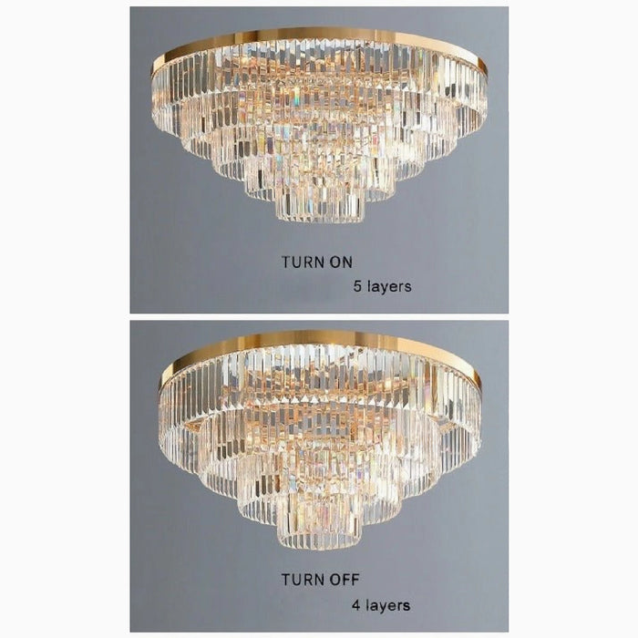 MIRODEMI® Afragola | Contemporary gold crystal ceiling chandelier on off