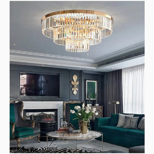 MIRODEMI® Afragola | Contemporary gold crystal ceiling chandelier