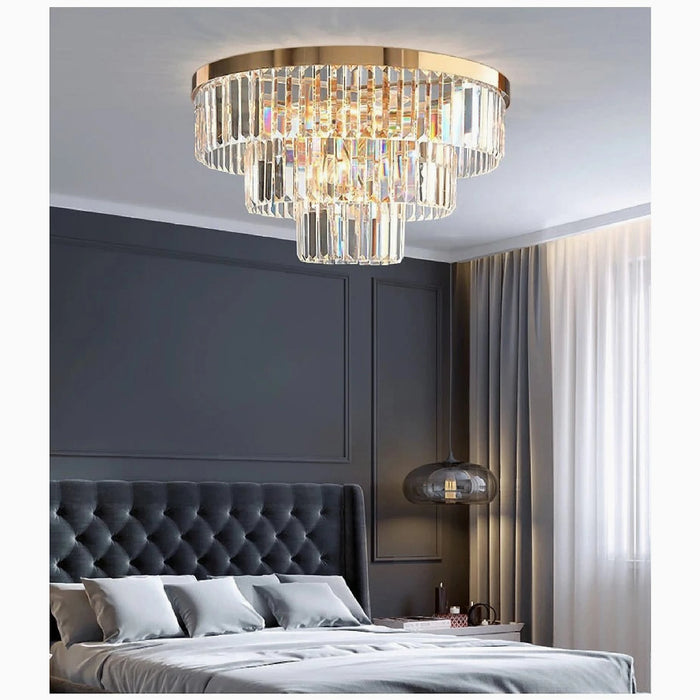 MIRODEMI® Afragola | Contemporary gold crystal ceiling chandelier for bedroom