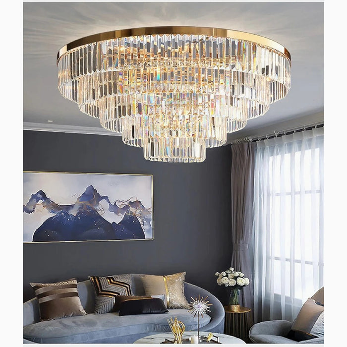 MIRODEMI® Afragola | Contemporary gold crystal ceiling chandelier for kitchen