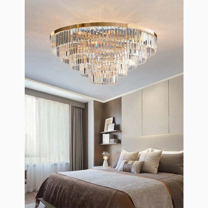 MIRODEMI® Afragola | Contemporary large gold crystal ceiling chandelier