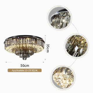 MIRODEMI® Africo | Round Modern Black Crystal Chandelier parametres