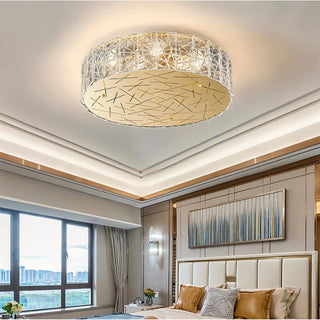 MIRODEMI® Agazzano | Round gold crystal ceiling chandelier