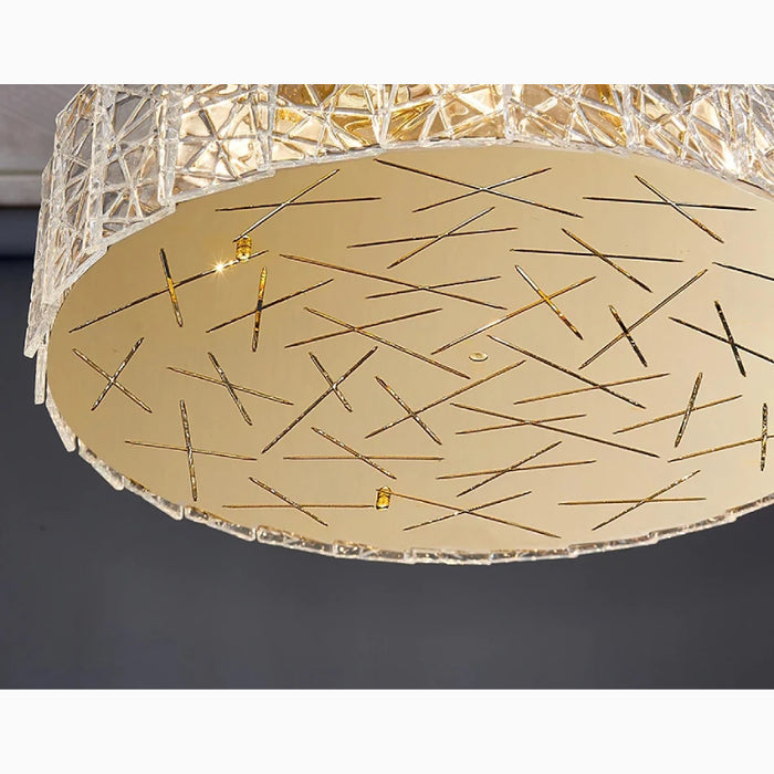 MIRODEMI® Agazzano | Round gold crystal ceiling chandelier