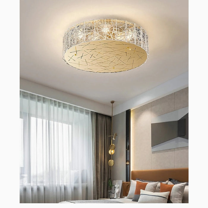 MIRODEMI® Agazzano | Round gold crystal ceiling chandelier