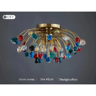 MIRODEMI® Aggius | Colorful Crystal Led Round Ceiling Chandelier off