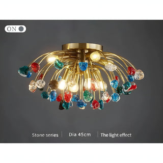 MIRODEMI® Aggius | Colorful Crystal Led Round Ceiling Chandelier on