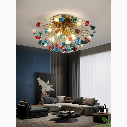 MIRODEMI® Aggius | Colorful Crystal Led Round Ceiling Chandelier