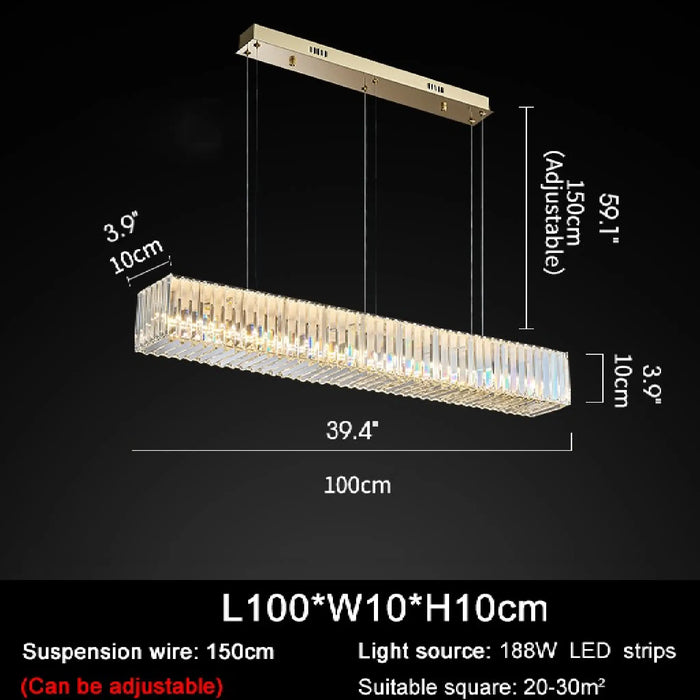 MIRODEMI® Aglientu | Exclusive Rectangular Crystal Hanging LED Chandelier for Living Room