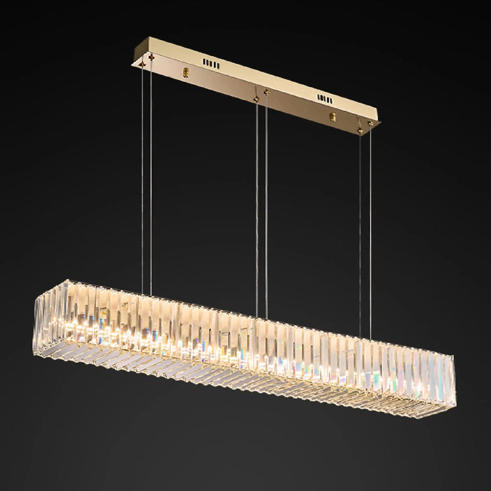 MIRODEMI® Aglientu | Rectangular Crystal Hanging LED Chandelier for Dining Room