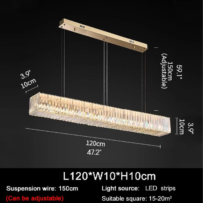 MIRODEMI® Aglientu | Rectangular Crystal Hanging LED Chandelier for House