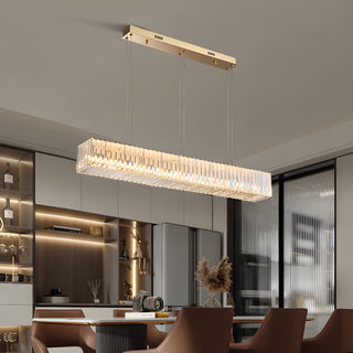 MIRODEMI Aglientu | Rectangular Crystal Hanging LED Chandelier for Dining Room