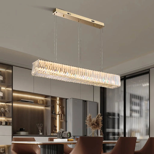 MIRODEMI® Aglientu | Rectangular Crystal Hanging LED Chandelier for Living Room