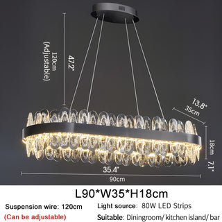 MIRODEMI® Agna | Creative Rectangle Hanging Crystal LED Chandelier for Living Room 