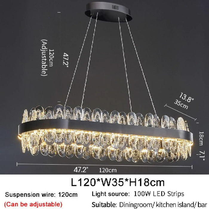 MIRODEMI® Agna | Creative Rectangle Hanging Crystal LED Chandelier for Living Room Parameters