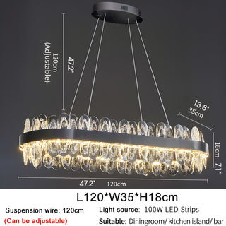 MIRODEMI® Agna | Creative Rectangle Hanging Crystal LED Chandelier for Dining Room