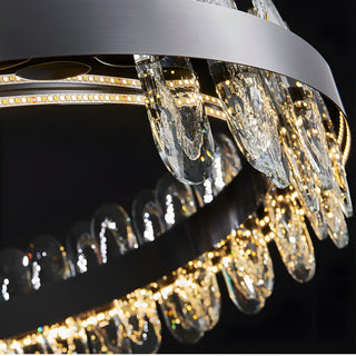 MIRODEMI® Agna | Creative Rectangle Hanging Crystal LED Chandelier for Living Room in Details