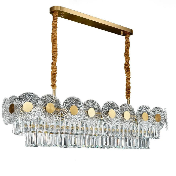 MIRODEMI® Agnone | Creative Rectangle Crystal Gold LED Chandelier for Dining Room