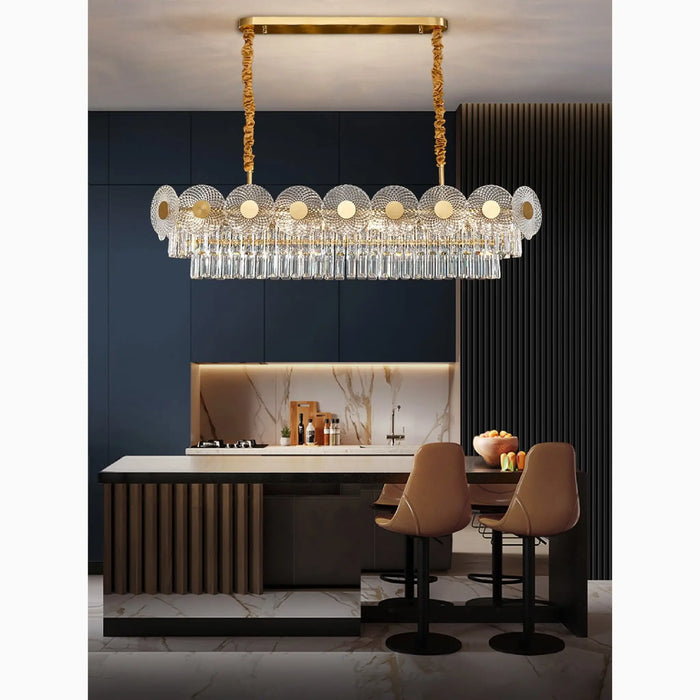 MIRODEMI® Agnone | Wonderful Creative Rectangle Crystal LED Chandelier for Dining Room