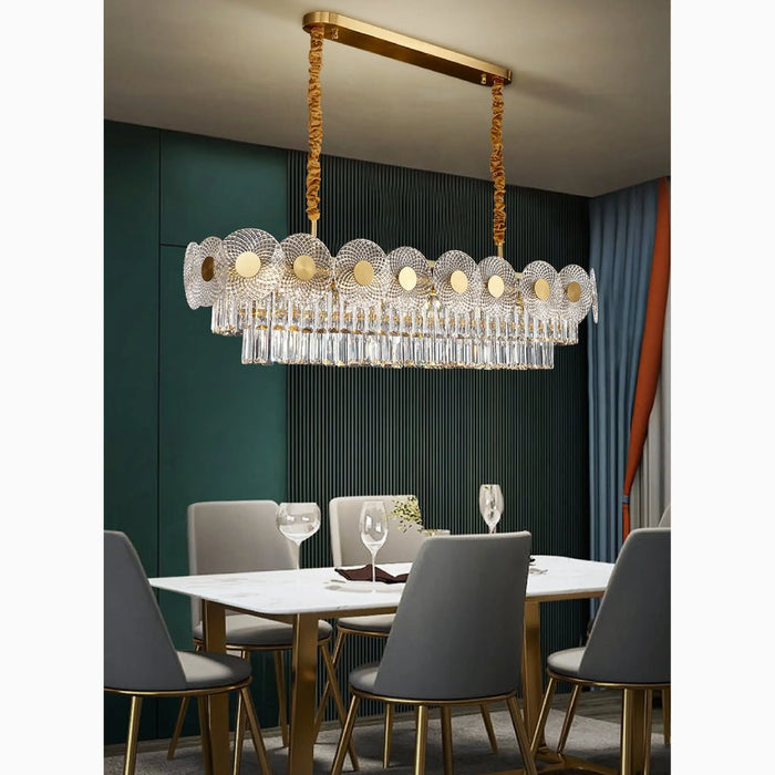 MIRODEMI® Agnone | Creative Rectangle Crystal LED Chandelier for Dining Room