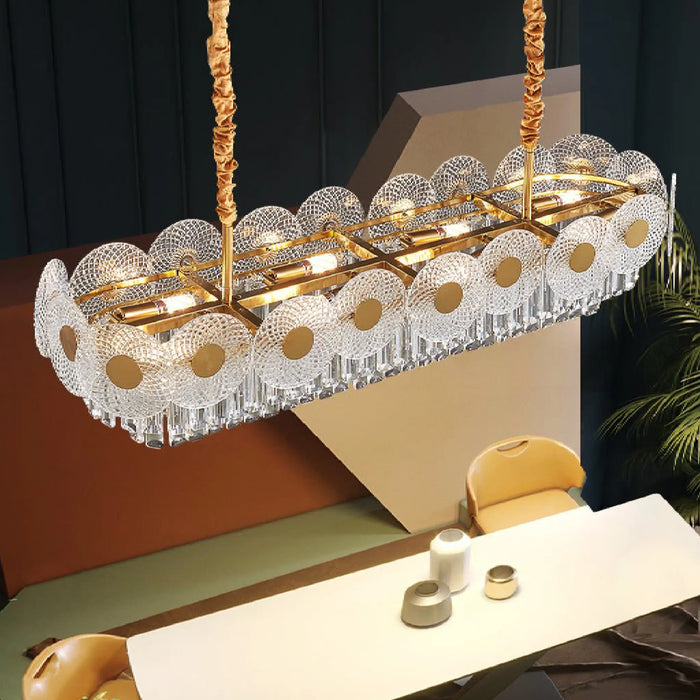 MIRODEMI® Agnone | Creative Rectangle Crystal LED Chandelier for Kitchen Table