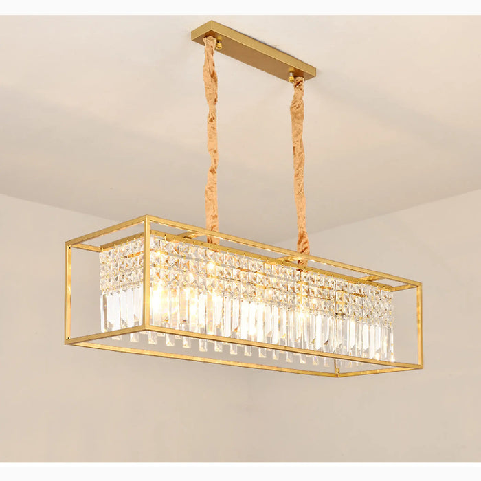 MIRODEMI® Agnosine | Classy Rectangle Crystal Hanging LED Chandelier for Dining Room