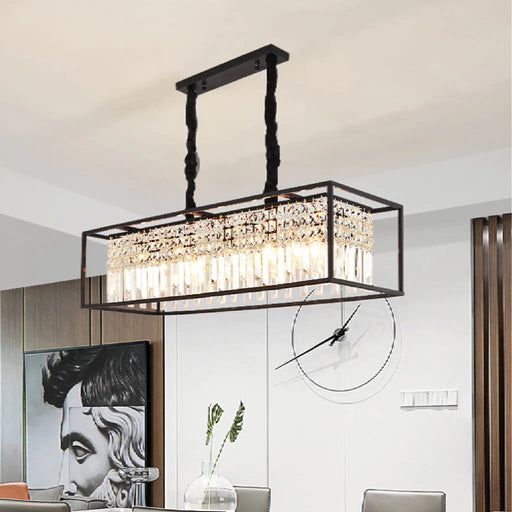 MIRODEMI® Agnosine | Rectangle Crystal Hanging LED Chandelier for Living Room
