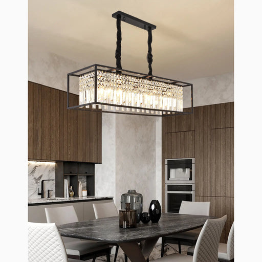 MIRODEMI® Agnosine | Rectangle Crystal Hanging LED Chandelier for Dining Room