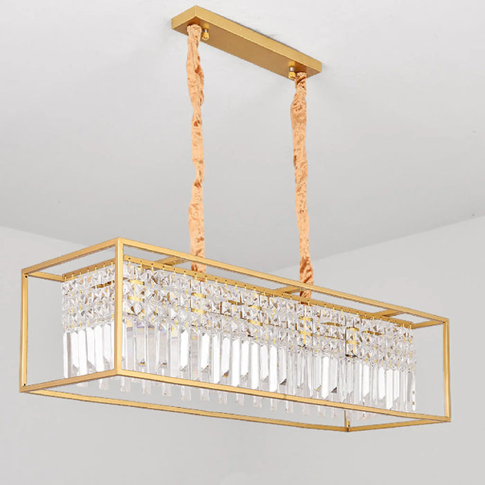 MIRODEMI® Agnosine | Rectangle Crystal Hanging LED Chandelier for Lovely Interior